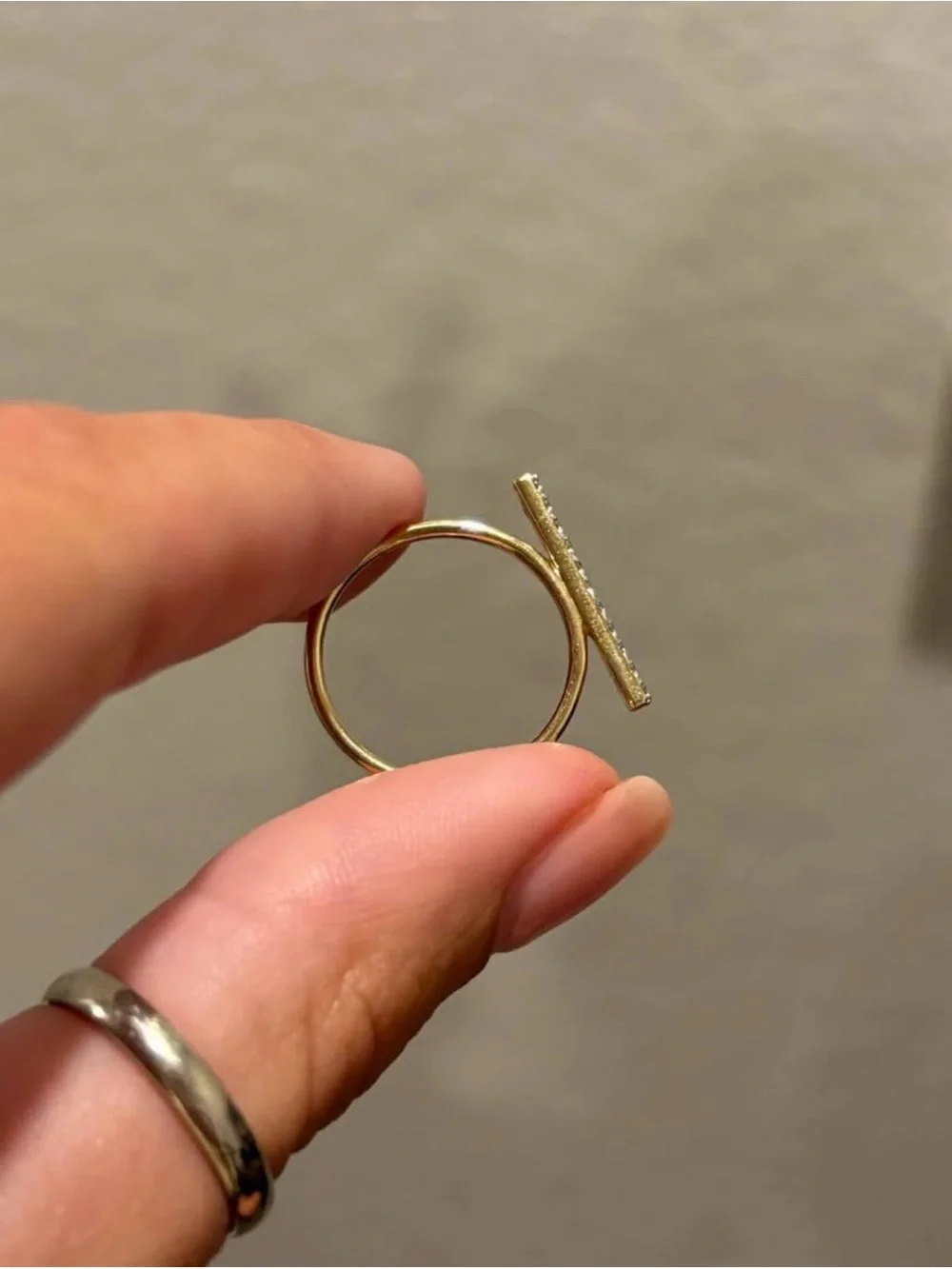 14k Yellow Gold & Genuine Diamond Stacker Band Ring Size 7
